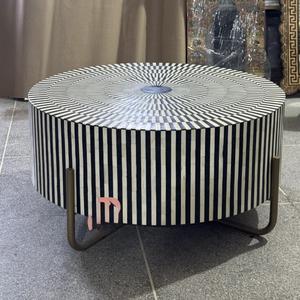 Mesa con Incrustaciones de Hueso de ILAHI, Diseño Moderno con Detalles de Ágata, Almacenamiento Portátil, Muebles para el Hogar - Product Image 3