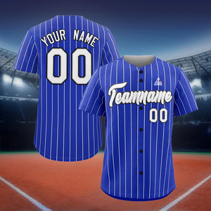 Maillot de baseball personnalisé 2025 noir et blanc avec accent bleu, uniforme d'équipe boutonné, nom et numéro personnalisés, impression professionnelle, 100 % polyester - Product Image 2