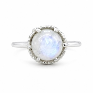 Natural Rainbow Moonstone <b>Ring</b> 925 Sterling Silver Minimalist June Birthstone <b>Dainty</b> Gift <b>Ring</b> for Women - Product Image 1
