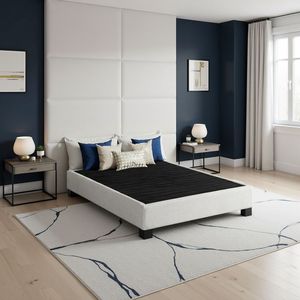 Base letto imbottita moderna Contempo King in colore avena - Letti imbottiti confortevoli - Product Image 1