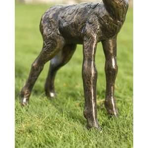 Adorno de Cierva de Bronce, Artesanía en Metal, Decoración de Jardín, Escultura de Cierva Cachorra de Tamaño Pequeño, Hecha a Mano - Product Image 2