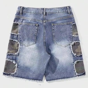 Pantalones Cortos de Mezclilla Holgados Personalizados para Hombre, Estilo Vintage, Lavado Ácido, Vaqueros Anchos, Jorts Desgastados, Pantalones Cortos de Mezclilla SDL - Product Image 2