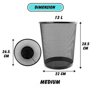 Handmade Black Metal <b>Mesh</b> Waste Basket Round Office Trash Can Decorative <b>Wire</b> Waste Bin for Home Office Bathroom Bedroom Kitchen - Product Image 6