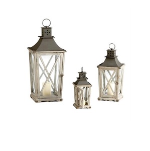 Lanternes décoratives d'intérieur et lanternes en bois pour la décoration extérieure de la maison, porte-bougies en bois avec poignée en métal - Product Image 5