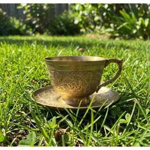 Wholesale Brass <b>Cups</b> and <b>Saucers</b> with Handcrafted Traditional Indian Designs Perfect for Gifting and Dining Accessories Supplies - Product Image 6