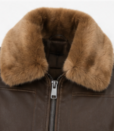 Veste en cuir marron de haute qualité pour homme, style automne, fausse fourrure - Product Image 2