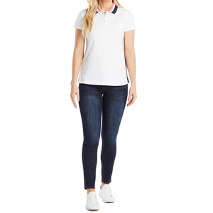 Polo décontracté d'été en coton pour femme, couleur unie, respirant, à manches courtes, tricoté, boutonné, collection 2026 - Product Image 5