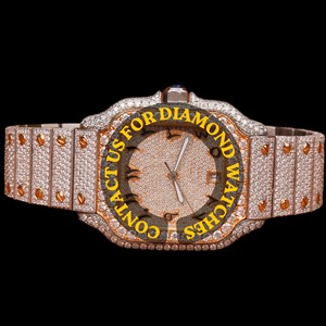 Montre à quartz pour homme de qualité supérieure, cadran blanc, chiffres romains, avec diamant moissanite carré de qualité supérieure, taille brillant, idéale pour les soirées. Prix. - Product Image 1