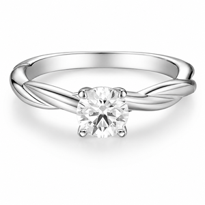 925 <b>Silver</b> Moissanite Wedding <b>Ring</b> Round Brilliant Cut <b>Solitaire</b> Prong Setting Twisted Band Engagement <b>Ring</b> - Product Image 1