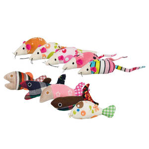 Ensemble de jouets pour animaux de compagnie en peluche/tissu, souris et poisson, 9-12 cm - Product Image 2