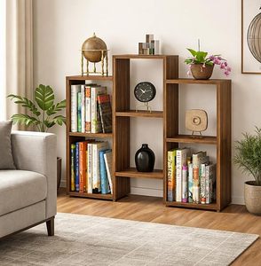 Étagère de rangement moderne en bois à trois niveaux, de type autoportant, marron, présentoir modulaire pour la maison, le bureau et le salon - Product Image 4