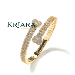 Heart Cut Moissanite 925 <b>Silver</b> Rhodium Plated <b>Bangle</b> Women's Luxury <b>Bracelet</b> Micro Insert Design - Product Image 2