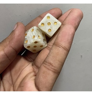 Handmade <b>Eco</b>-Friendly FAIZA CRAFT Customizable Resin Dice Set White Gold <b>Dots</b> Art Collectible Custom Logo Home Decoration Gifts - Product Image 1