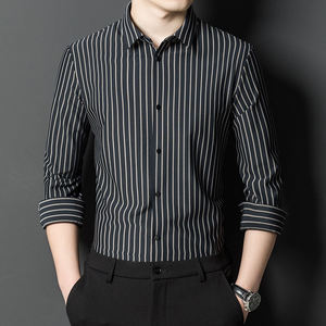 เสื้อเชิ้ตผู้ชายลายทาง แขนยาว ปกคอปก ติดกระดุม ผ้าฝ้าย สำหรับธุรกิจและสำนักงาน - Product Image 1