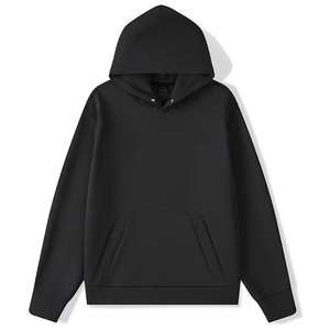 Sudadera con Capucha Extra Grande para Hombre, Color Negro Sólido, Algodón French Terry, Estilo Casual, Corte Regular, Estilo Otoñal - Product Image 6