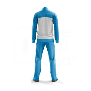 Ensemble de survêtement pour homme, bleu, avec blocs de couleur, veste zippée à col montant et pantalon, style décontracté, pour l'automne - Product Image 3