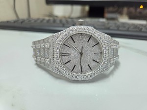 Luxury Vintage Men's Diamond <b>Watch</b> Stainless Steel Square Case 40mm Analog <b>Mechanical</b> Sapphire Crystal Dial Folding Clasp - Product Image 1