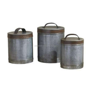 Galvanized Canisters for Storage Set of Three Bohemian Stylish Kitchen Containers for <b>Sugar</b> <b>Tea</b> <b>Coffee</b> Other Spicy Jars and Pots - Product Image 6
