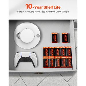 Confezione da 12 Batterie Alcaline Quadrate 9V per Rilevatori di Fumo, Durata 10 Anni, Lunga Durata, Uso Multiuso, 9 Batterie - Product Image 4