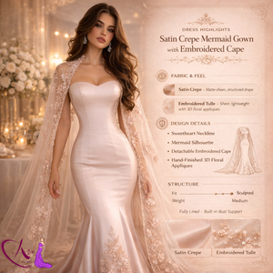 Vestido de Noche de Lujo Estilo Sirena para Mujer |   Elegante Vestido Largo Ajustado sin Tirantes con Capa de Encaje, Ropa de Fiesta Nupcial, Diseño Personalizado - Product Image 3