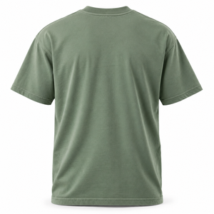 เสื้อยืดคอกว้าง 255gsm สีเขียวหมอก ผ้าคอตตอนเนื้อหนัก คอมแพค ผิวด้าน ทรงหลวม สวมใส่สบาย สำหรับผู้ชาย รับสกรีนโลโก้ - Product Image 2