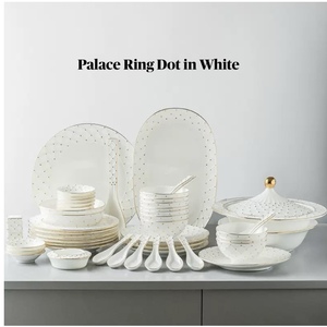 Exquisite Light Luxury Premium Bone China Tableware with Gold-painted Palace <b>Ring</b> Dot pattern for Gift and Home use - Product Image 2