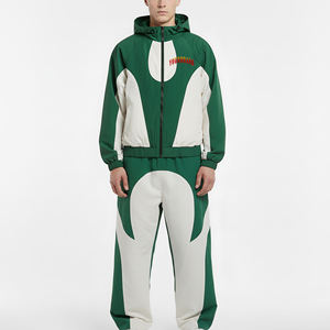 Sudadera con capucha y cremallera de 2 piezas, hecha a medida, con lavado ácido, estampada, de corte regular, con bloques de color, estilo vintage, 100% algodón, cortavientos y ligera. - Product Image 1