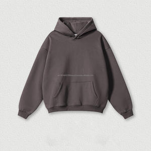 Alta calidad 345 Gsm Heavyweight Pullover Hombres Sudadera con capucha de gran tamaño Fleece No String Hoodies - Product Image 5