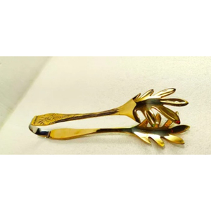 Pince à glace en laiton au design standard, plaquée or, pour barware, motif feuille décoratif, buffet et fête, bon prix - Product Image 1