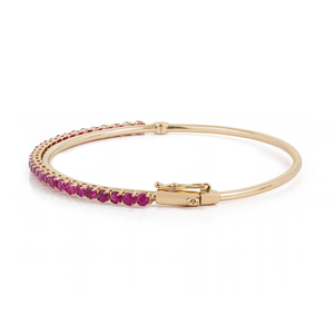 Nuevo diseño, ligero y sencillo, brazalete apilable de rubí genuino en forma de medio círculo para mujer, joyería de oro amarillo macizo de 14 quilates. - Product Image 5