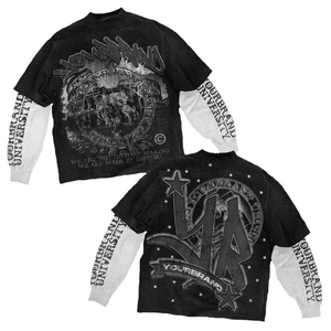 Oversized 100% Cotton Graphic Boxy Tee Double Layer Long Sleeve Shirts for Men Heavy Cotton over Size Boxy Double Layer <b>T</b>-Shirts - Product Image 6