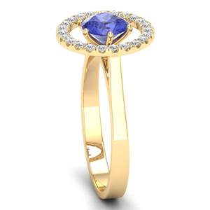 Bague Fine REYES en Or Jaune 14K avec Tanzanite Ronde Brillante de 0,84 Carat, Bijoux Moissanite Prix de Gros - Product Image 3