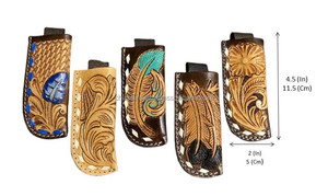 Couteau pliant à motif de feuille en cuir usiné à la main pour l'extérieur, accessoire de couteau de poche parfait pour la chasse et l'extérieur. - Product Image 2