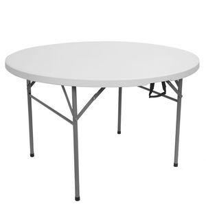 Tavolo Pieghevole Portatile XH Bianco da 48/32 Pollici con Gambe in Ferro per Campeggio, Hotel, Base in Metallo, Uso Generale - Product Image 3
