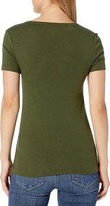 T-shirt à manches courtes col rond pour femme, couleur unie, jersey 100% coton, coupe classique, respirant, style décontracté - Product Image 4
