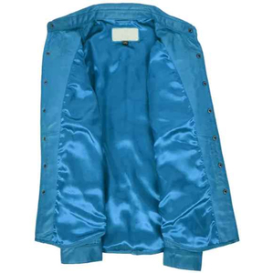 Men's Solid Blue Long Sleeve Casual <b>Shirt</b> With Turn-down Collar And Front Pockets - Product Image 4