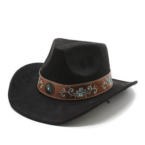 Sombrero Vaquero Unisex Europeo Americano, Nuevo y Moderno, de Lana, Estilo Jazz, con Cordones y Plumas, Protección Solar para Exteriores, Cálido para Invierno - Product Image 5