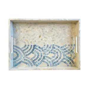 Plateau de service de luxe en nacre, fait main, incrusté de coquillages, plateau décoratif pour la maison, l'hôtel, le restaurant, pour le service et les cadeaux - Product Image 1