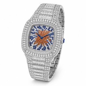 Luxury Women's <b>Diamond</b> <b>Watch</b> Round Analog Quartz Stainless Steel Bracelet with Blue Gemstone - Product Image 5