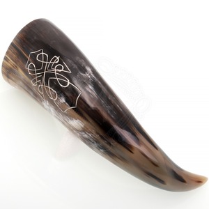 Authentic Drinking Horn Viking Style Handmade Polished Natural Horn Mug for Beer Mead Whisky Traditional Design - Product Image 1