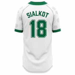 Premium Sialkot Baseball Jersey Unisex White Green Sublimated Short Sleeve Breathable Quick Dry 100% Polyester Regular Fit - Product Image 2