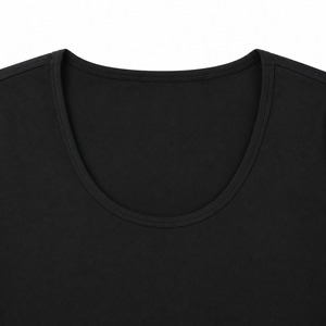 T-shirt à manches longues et col rond noir pour femme, en jersey uni, haut décontracté - Product Image 5