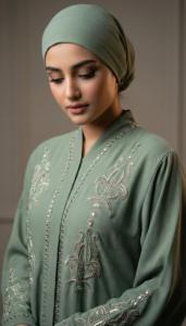 Purple Embroidered Dubai <b>Abaya</b> With Long Sleeves Floor Length Modest Dress For Women Round Neck Cotton Loose Fit Daily Wear - Product Image 6