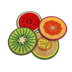 Luxury Seed Beads Beaded Embroidery Table Coaster Set Handmade Colorful Seed Beads Embroidered Drink Coaster - Product Image 4