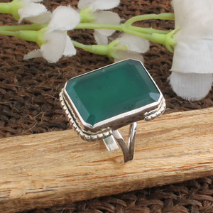 Natural Green Onyx Classic Wedding <b>Ring</b> 925 Sterling <b>Silver</b> Handcrafted Bezel <b>Set</b> Gemstone Wholesale Fashion Jewelry for Women - Product Image 3