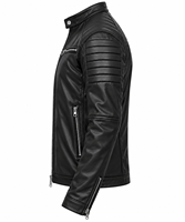 Veste de moto en cuir de vache noir respirant pour homme, coupe ajustée, col montant, fermeture éclair, style motard, vêtement d'hiver