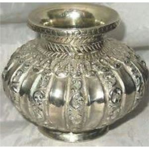 Silver Plated Brass Kalash Luxury Nakshi Work Puja <b>Lota</b> Metal Antique Hindu Temple Decorative Holy Water Pot Wholesale Supplier - Product Image 3