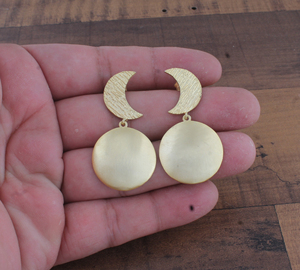 Pendientes de Luna Creciente Chapados en Oro al por Mayor, Joyería Celestial Vintage para Mujer, Proveedor para Boutiques - Product Image 2