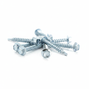 Red Head Hex Washer Self-Drilling <b>Screws</b> - Galvanized Zinc Coated Coarse Thread Roofing Fasteners - Product Image 3