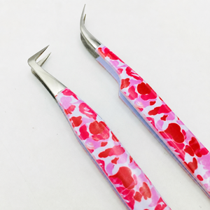 Professional Durable Reusable <b>Pink</b> Camo Eyelash Extension Tweezers <b>Set</b> Stainless Steel Precision Lash Isolation Beauty <b>Tool</b> Kit - Product Image 5